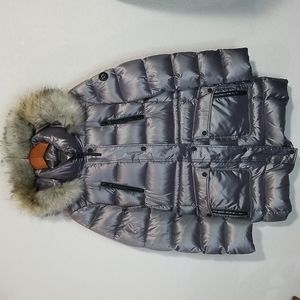 Brand New Calvin Klein Gray Metallic Puffer Jacket Sz. S